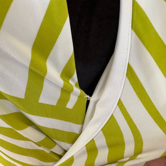 Calvin Klein Sleeveless Halter Midi Dress Sz 10 Green White Abstract Stripe NWT - Picture 8 of 14